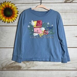 Vineyard Vines Whale Nutcracker Long Sleeve T-Shirt - Kid's 4T Blue